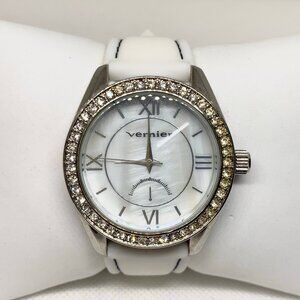 Vernier women’s watch silver tone rhinestones 40mm quartz analog Roman running